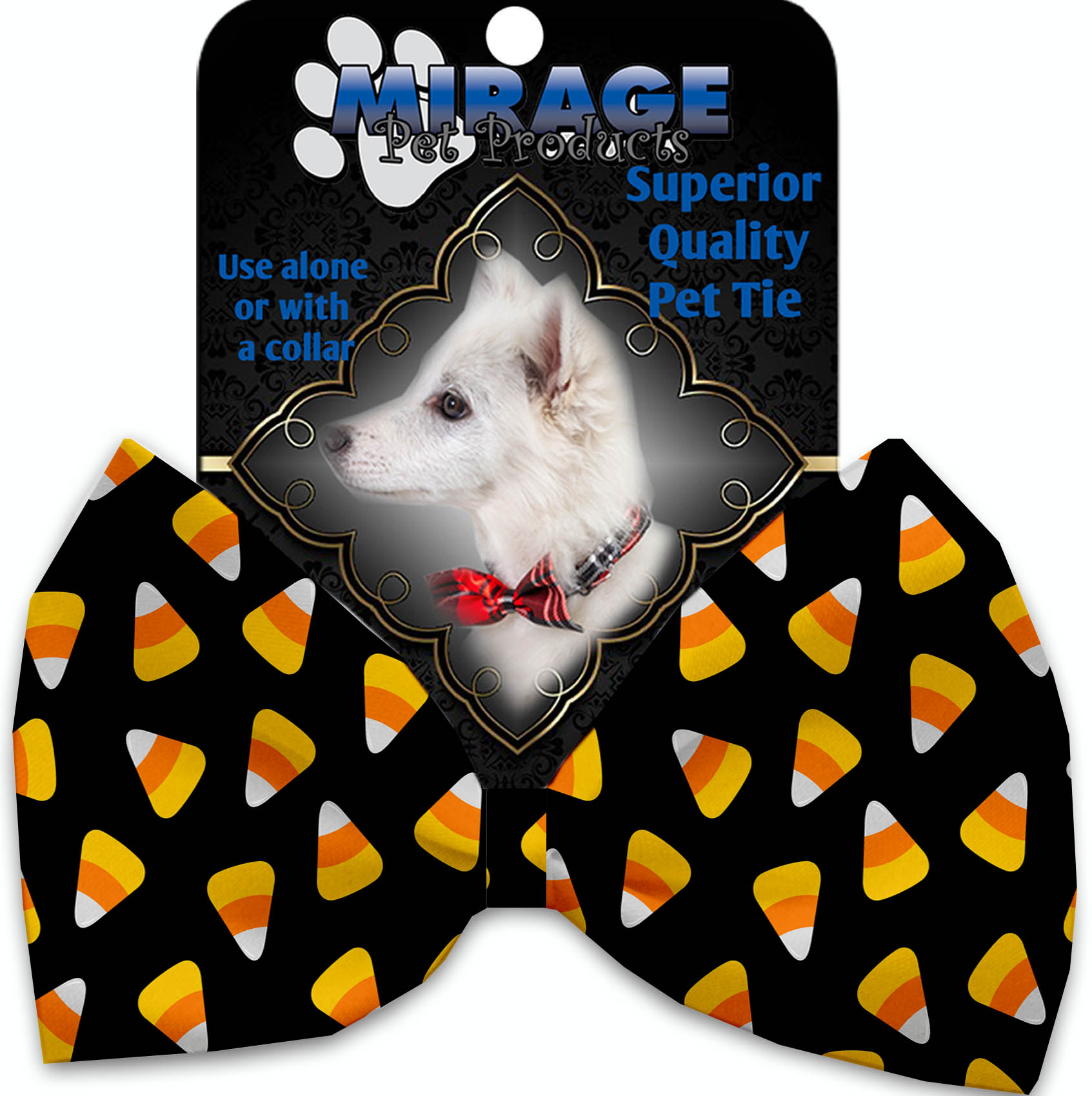 Candy Corn Pet Bow Tie Collar Accessory with Velcro